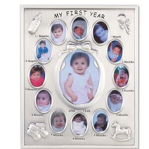 Silver Baby's First Year Photo Frame